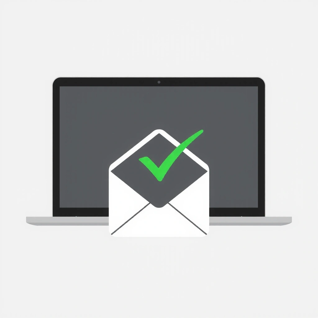 Icon einer E-Mail-Bestätigung mit einem grünen Haken.